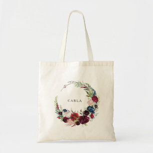 Bolsa Tote Marinho Borgonha Moderna - Saco Floral