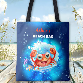 Bolsa Tote Marinho de caranguejo Blue Boy Piscina Beach Nome