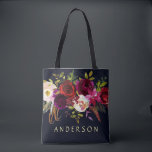 Bolsa Tote MARINHO de COR EDITÁVEL Marsala Russo Boho Floral<br><div class="desc">COR DE FUNDO ALTERÁVEL. Estilo boêmico Allover Impressão Tote Bag com ilustração aquosa de burgundy, marsala, pénia vermelha e rosa e rosas com destaque de penas sobre fundo azul marinho. Isto é perfeito para eventos do outono/outono/inverno, do estilo floral e boêmico. Itens correspondentes também estão disponíveis. * Clique no botão...</div>