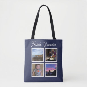 Bolsa Tote Marinho de fotos do Instagram Azul Grande
