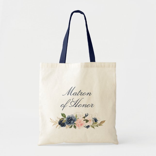 Bolsa Tote Marinho e borla floral Matão de Honra (Frente)