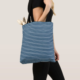 Bolsa Tote Marinho e faixa branca