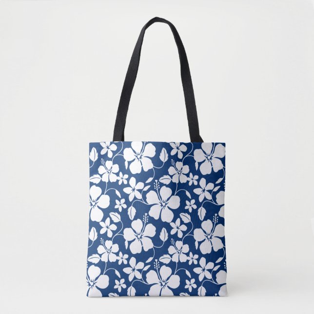 Bolsa Tote Marinho HAWAIIAN HULA (HIBISCUS) (Frente)