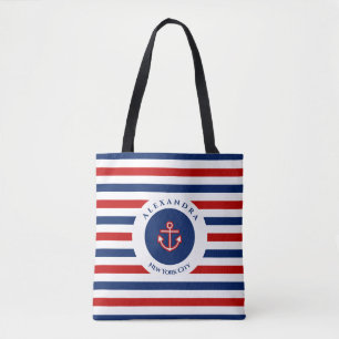 Bolsa Tote Marinho Marinho Náutico Vermelho Vermelho Azul Str