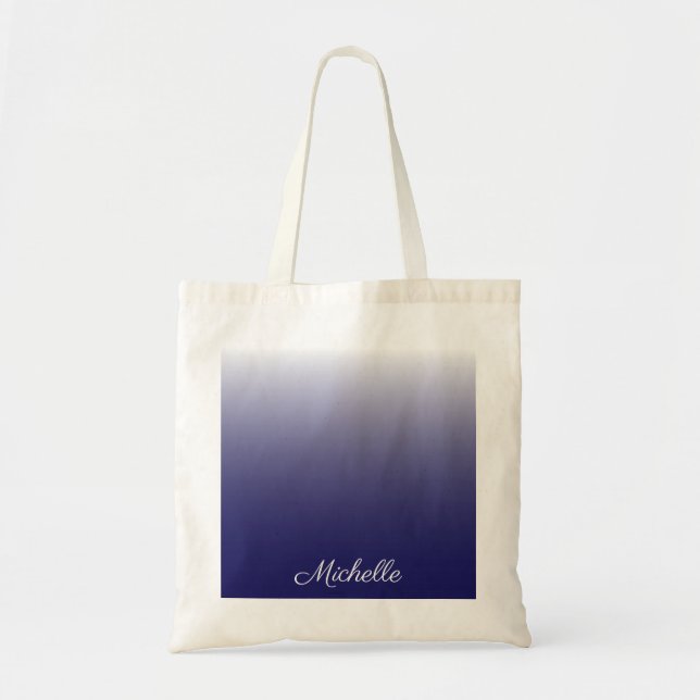 Bolsa Tote Marinho ombre de gradiente personalizado azul (Frente)