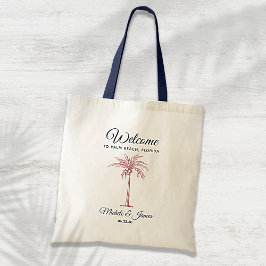 Bolsa Tote Marinho Rosa Dourado Pink Palm Tree Weding Bem-vin