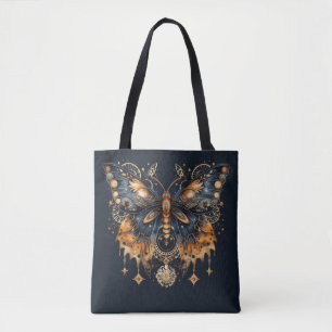 Bolsa Tote Mariposa Dourada do Crepúsculo - Arte Gótica Celes