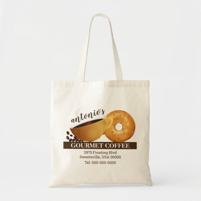 Bolsa Tote Marketing Promocional de Café e Bagel (Frente)