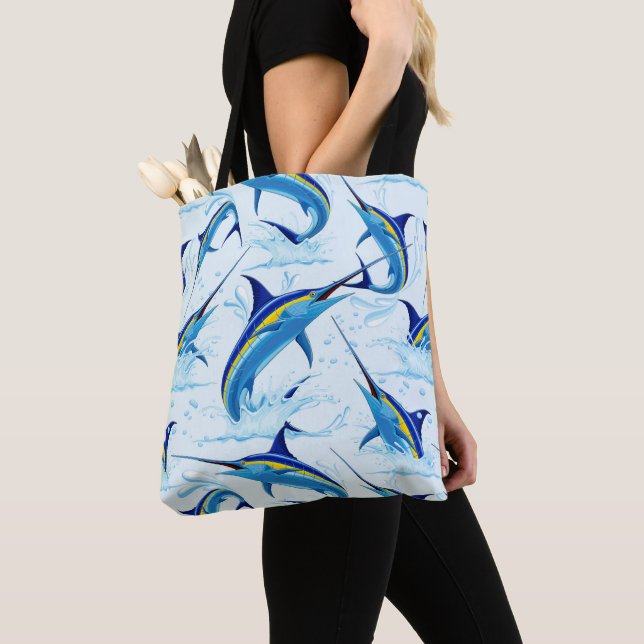 Bolsa Tote Marlin Azul Saltando do Oceano (Close Up)