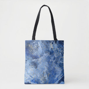 Bolsa Tote Mármore azul e textura dourada