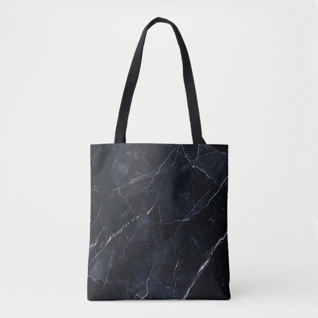 Bolsa Tote mármore azul marinho: textura de pedra. (Frente)