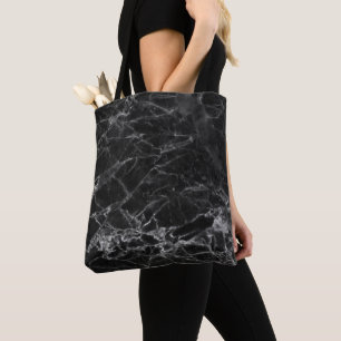 Bolsa Tote Mármore preto com grão de prata