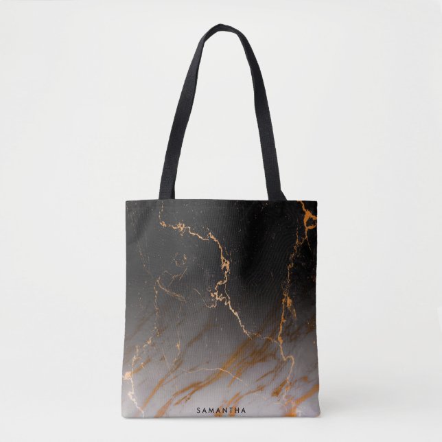 Bolsa Tote Mármore Preto e Branco (Frente)