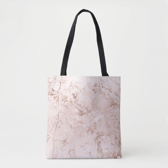 Bolsa Tote Mármore rosa: fundo de textura do ouro. (Frente)