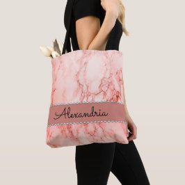Bolsa Tote Mármore rosa rosa elegante personalizado