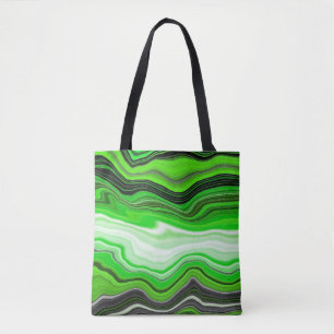 Bolsa Tote Mármore Verde e Preto como Arte Fluida Strike