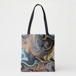 Bolsa Tote Marmoreando azul natural e verde com brilho do our