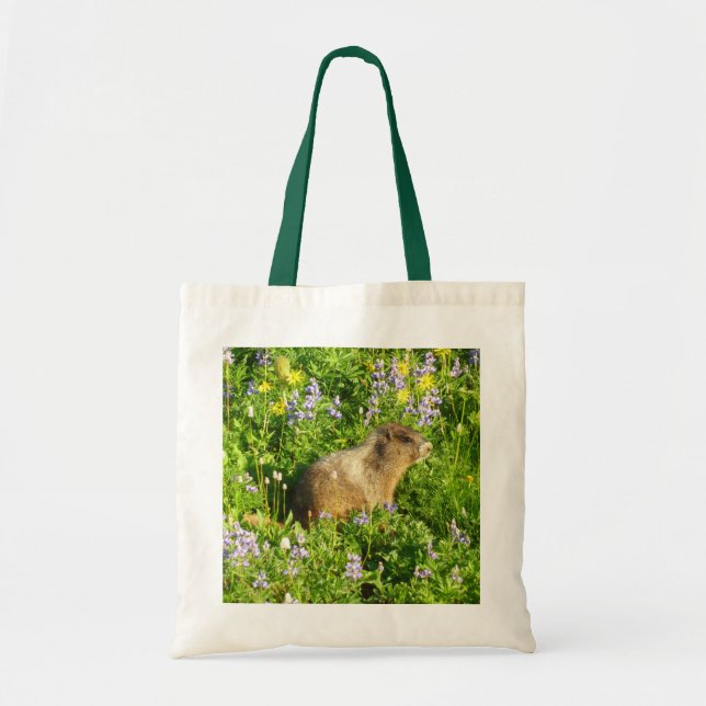 Bolsa Tote Marmota em Flores Silvestres do Monte Rainier (Frente)