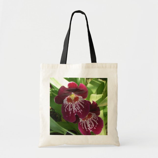 Bolsa Tote Maroon Orchids II Elegante Floral (Frente)