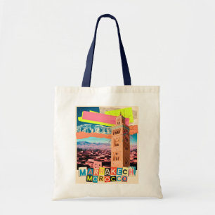 Bolsa Tote Marrakech Marrocos Viagem Koutoubia Silhueta Vinta