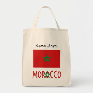 Bolsa Tote Marrocos e a bandeira marroquina com seu nome