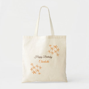 Bolsa Tote Marrom-alaranjado feliz aniversário adicione nome