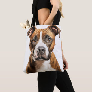BOLSA TOTE MARROM E BRANCA AMERICANA TERRIER DOG