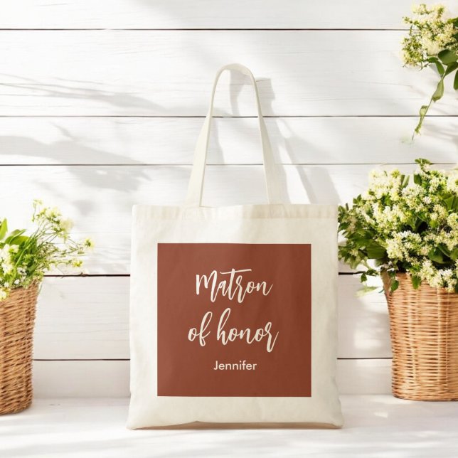 Bolsa Tote Marrom Terracota para Madrinha de Honra (Criador carregado)