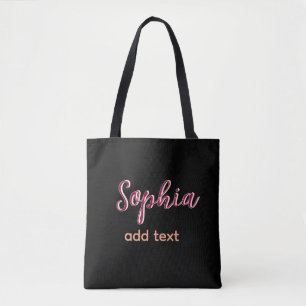 Bolsa Tote marron adicione name girl patrão texto preto elega
