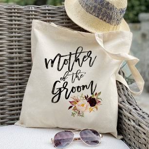 Bolsa Tote Marsala borgonha Floral mãe do noivo