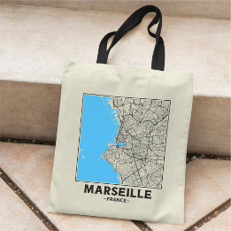 Bolsa Tote Marseille, France City Map Tote Bag