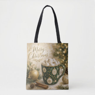 Bolsa Tote Marshmallows de Cacau Quente Cozy Green Gold