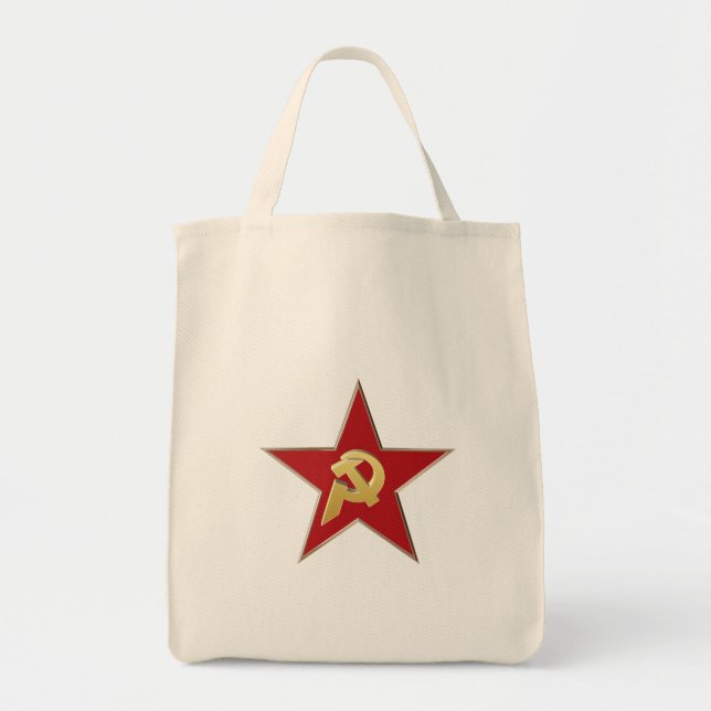Bolsa Tote Martelo e foice na estrela vermelha (Frente)