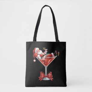 Bolsa Tote Martini de Natal Bagunçado do Papai Noel Engraçado