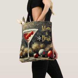 Bolsa Tote Martini de Natal de Cranberry Triplo Retro dos Ano