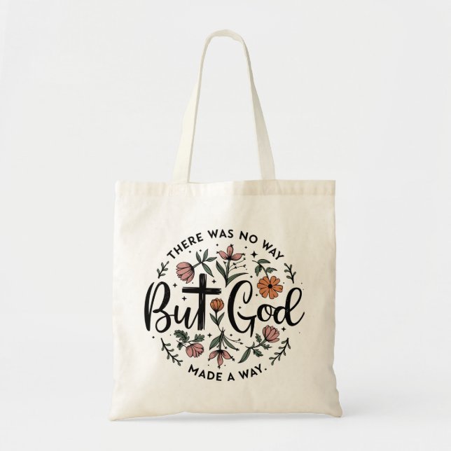 Bolsa Tote Mas Deus Floral Cristão (Frente)