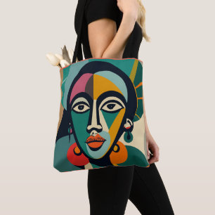 Bolsa Tote máscara africana retrato cor