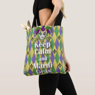 Bolsa Tote Máscara de Bobo Mantenha a Calma e Mardi Gras
