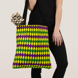 Bolsa Tote Máscara de Carnaval Padrão Diamante Harlequim