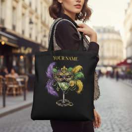 Bolsa Tote Máscara de Mascarada de Mardi Gras Personalizada &