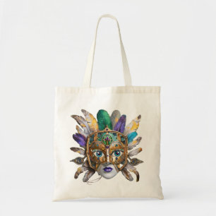 Bolsa Tote Máscara de penas e metal do Mardi Gras