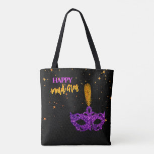 Bolsa Tote Máscara de Violeta Personalizada e Sparkles Laranj