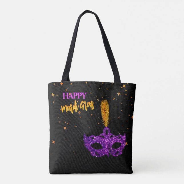 Bolsa Tote Máscara de Violeta Personalizada e Sparkles Laranj (Verso)