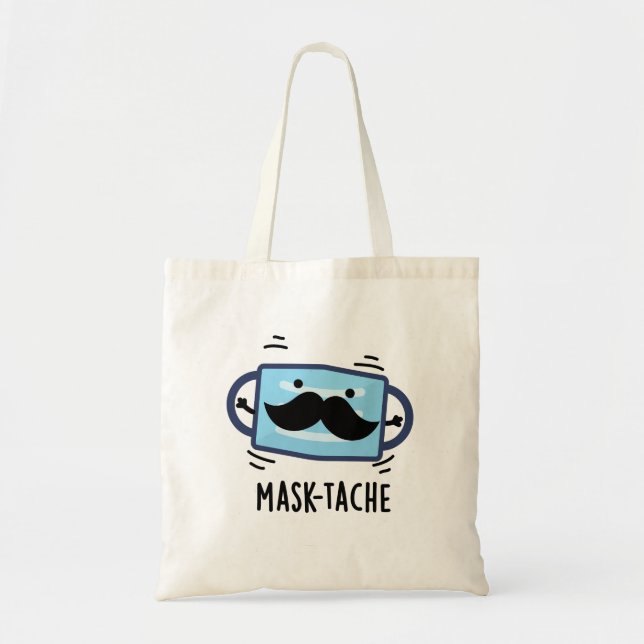 Bolsa Tote Máscara Engraçada Máscara Mustache Pun (Frente)