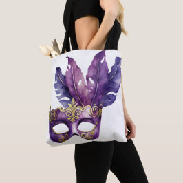 BOLSA TOTE MÁSCARA MARDI GRAS DE COR DA ÁGUA COLORIDA