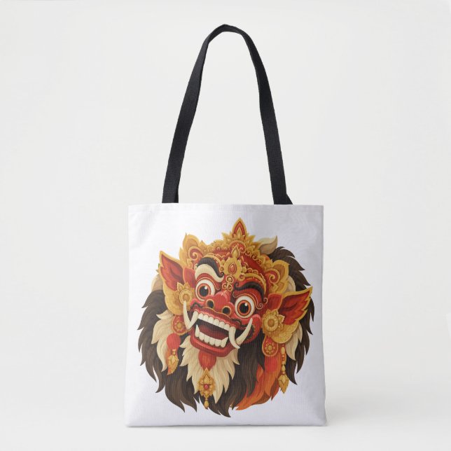 Bolsa Tote Máscara tradicional balinesa Barong representando  (Frente)