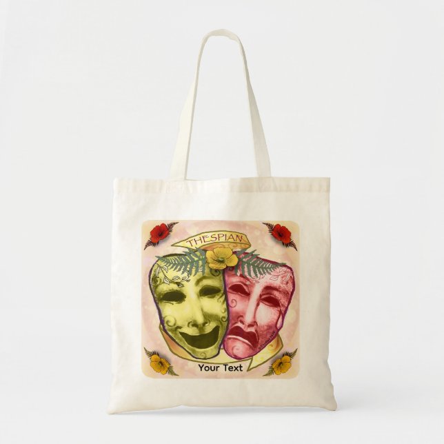 Bolsa Tote Máscaras de Ator Amarelo Vermelho (Frente)