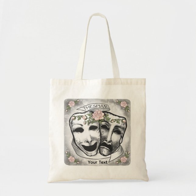 Bolsa Tote Máscaras de Ator Preto e Branco (Frente)