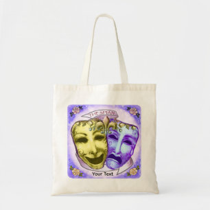 Bolsa Tote Máscaras de Ator Roxo Amarelo