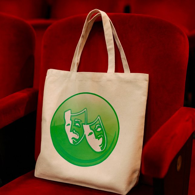 Bolsa Tote Máscaras de Comédia e Tragédia em Verde (Criador carregado)